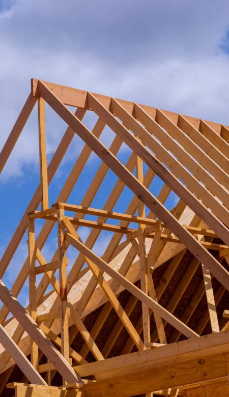 The framed construction of wooden roof a wooden roofing overlap construction